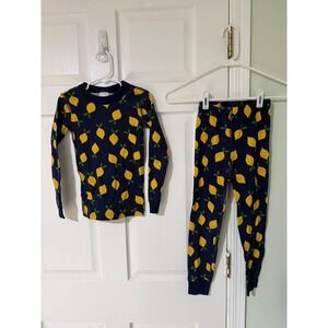 Hanna Andersson Kids Navy Lemon Print Organic Cotton Pajama Set Size 110 US 5